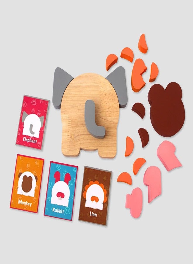Taali Atrangi - Animal Face Recognition Puzzle Toy | Wooden Animal 3D Puzzle Toy | Set of 17 Colorful Pieces with 1 Wooden Body | for 3 Years and Above | Learning Experience for Young Minds - Image 2